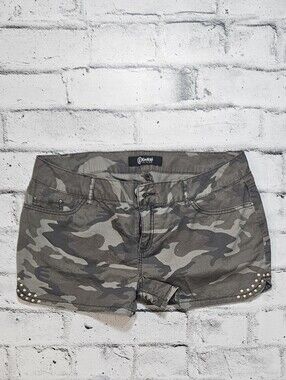Rewash Camo Studded Shorts Size 11 Low Rise Cotton Festival Y2K